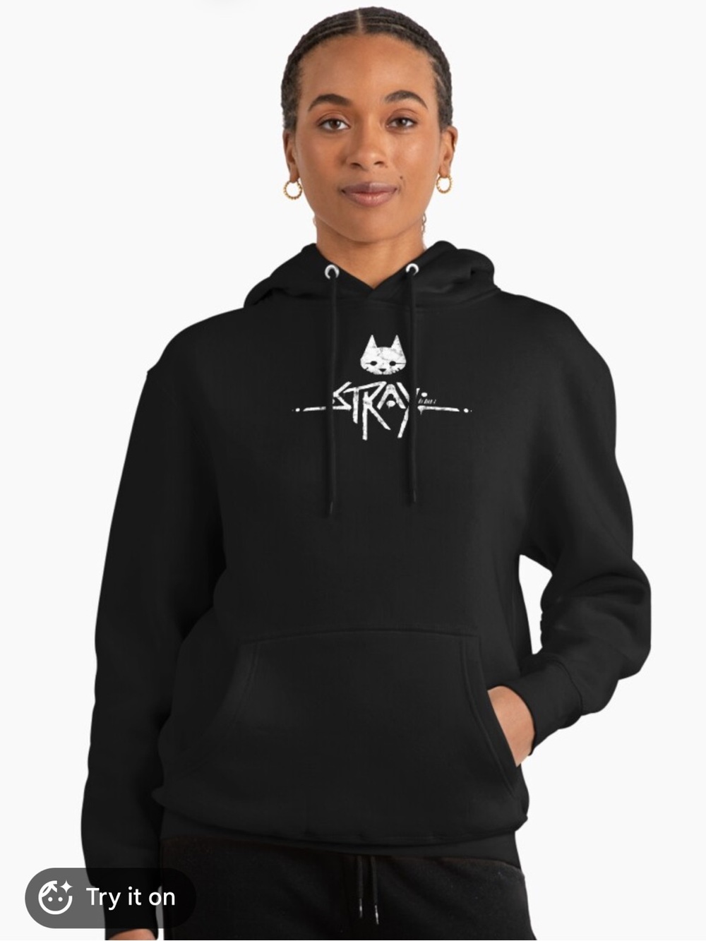 Stray Logo Black Pullover Hoodie - Casual Graphic Hoodie Video Game Stray Kids